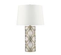Lampada Da Tavolo Aladyn In Argento Foglia Bianco 69Cm Alta Design Arabesques