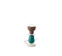 Lumetto Vintage Decò Berimbau Ferro Ceramica Marrone Moka E Turchese 1 Luce E27