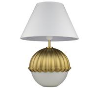 Lampada Da Tavolo Bianca Ottone E27 43 Cm Tessuto Metallo Da Notte