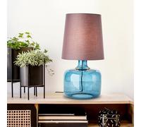 lampada da tavolo blu scuro con paralume in tessuto - lampada da tavolo decorativa con interruttore a cavo intermedio - 57 cm di altezza e 30 cm di diametro - presa E27 max. 60 W in vetro/tessuto