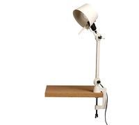 Lampada da Tavolo Bolt, Corta, con Un Braccio e Clip, Colore Bianco Fulmine.
