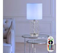 Lampada da tavolo camera da letto lampada da comodino bianca lampada da tavolo moderna dimmerabile con telecomando, cambio colore, acciaio tessile, LED RGB 4.8W 470lm bianco caldo, DxH 18x35 cm