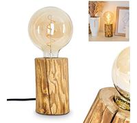 Lampada da tavolo Canedo, lampada da tavolo a 1 luce in legno e plastica in naturale/nero, lampada dal design scandinavo con interruttore on/off sul cavo ed effetto luce, 1 x E27,senza lampadina/e