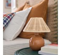 Lampada da tavolo ceramica e vimini, Alios Marrone TU