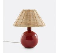 Lampada da tavolo ceramica e vimini, Alios Rosso TU