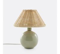 Lampada da tavolo ceramica e vimini, Alios Verde TU