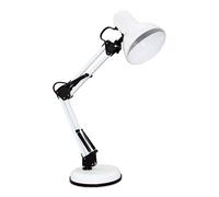 VELAMP Charleston XL Lampada da tavolo con collo flessibile - Design moderno - Ideale per scrivania, lettura e comodino - Attacco lampadina E27 - Colore Bianco