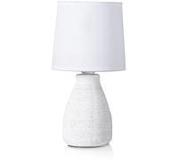 Lampada da tavolo comodino 28 cm bianco paralume in cotone cottage moderno [EEK: Non applicabile]