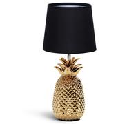 Aigostar - Aigostar Lampada Da Tavolo Comodino Moderna Base In Ceramica Coprilume Stoffa - Base Oro Paralume Nero