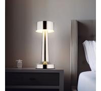 Lampada da Tavolo Comodino Argento Regolatore Touch a Batteria LED H 21 CM [EEK: Non valutato]