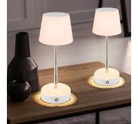 Lampada da Tavolo Comodino Bianco Regolatore Touch Altezza Regolabile LED 2x [EEK: Non valutato]