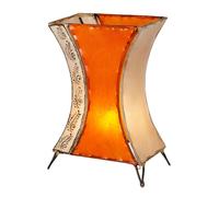 Lampada da Tavolo Comodino E27 Orientale Beige Arancione Metallo 40cm Luce Set