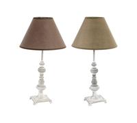 LAMPADA DA TAVOLO COMODINO IN FERRO BATTUTO LUME VINTAGE SHABBY CON PARALUME