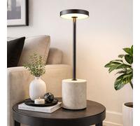 Lampada da Tavolo Comodino Lato Regolatore Touch Travertine Pietra LED 34cm