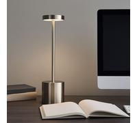 Lampada da Tavolo Comodino Regolatore Touch Batteria Argento Cct LED H 34 CM [EEK: Inaditato]