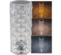 Lampada da tavolo con batteria cristallo 21cm lampada da tavolo con interruttore touch - 3000k 4000k 6000k 3 colori di luce regolabili lampada decorativa ricaricabile tramite USB