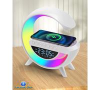 LAMPADA DA TAVOLO CON CARICABATTERIE WIRELESS CELLULARE SMARTPHONE E SVEGLIA [EEK: A+++]