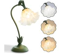 Lampada da Tavolo con Fiori, lampade da Comodino, lampade da Tavolo girevoli Verdi Florence, lampade con Interruttore a Cavo, lampade da scrivania, lampade da Lettura rotanti, para