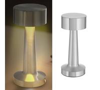 Lampada da tavolo con funzione touch | ferro argento 3 tonalità di bianco freddo/caldo/bianco puro 9 x 21 cm | cavo USB ricaricabile dimmerabile (1 lampada da tavolo Lucinella argento)