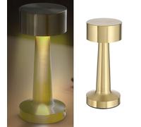 Lampada da tavolo con funzione touch | ferro oro 3 tonalità di bianco freddo/caldo/bianco puro 9 x 21 cm | cavo USB ricaricabile dimmerabile (1 lampada da tavolo Lucinella oro)