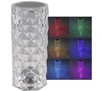 Lampada da tavolo con lampada da tavolo in cristallo da 21 cm a batteria con interruttore touch - Colori della luce RGB e luce decorativa regolabile con cambio colore - ricaricabile tramite USB