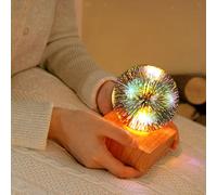 Lampada da tavolo con luce notturna a sfera di cristallo 3D a LED, alimentata