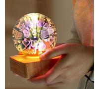 Lampada da tavolo con luce notturna a sfera di cristallo 3D a LED, alimentata