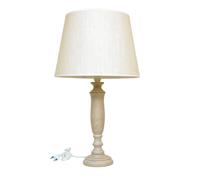 LAMPADA DA TAVOLO CON LUME IN LEGNO E PARALUME IN COTONE COLOR TORTORA H 70 CM