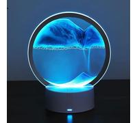 Lampada da Tavolo con Movimento della Sabbia con Luce 3D, Movimento del Mare Profondo, Lampada da Tavolo con Pittura di Sabbia Fluente, Luce Notturna, Lampada da Scrivania PE, Blue,Purple