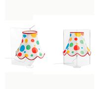 Lampada da tavolo Con paralume in cotone STELLA Ø 30xh50 cm con paralume fantasia pois multicolor bianco