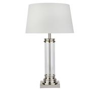 Lampada da tavolo con piedistallo - Argento satinato, vetro e paralume crema