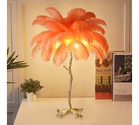 Lampada da tavolo con piume di struzzo e paralume in piuma di struzzo, elegante illuminazione decorativa per la casa per il soggiorno, altezza 80 cm