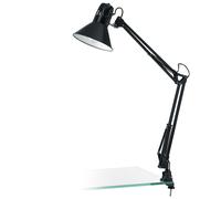 Lampada da tavolo scrivania E27 braccio snodato orientabile con morsetto nera