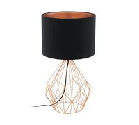 Lampada da Tavolo Contemporanea Pedregal 1 Acciaio Rame Tessuto Nero 1 E27