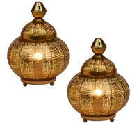 Lampada Da Tavolo Coppia 2 Metallo Oro Marokkanisch 32 cm E27
