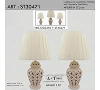 Lampada da tavolo coppia di abatjour H37,5 tortora ceramica moderno classico lum