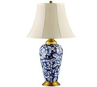 Lampada da tavolo Court francese in tessuto in porcellana blu e bianca paralume scrivania ceramica da scrivania camera da letto designer designer classico lampada da comodino lampada da tavolo retrò