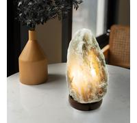 Lampada da Tavolo Cristallo di Sale Legno Luci Soggiorno Grigio H 20,3 CM [EEK: Inaditato]
