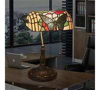 Lampada da Tavolo da banchiere da 10" a Farfalla Larga in Vetro colorato, Rosa, lampade da scrivania Vintage per luoghi di Lavoro, Camera da Letto, Studio, Alta 16 Pollici con Interruttore a