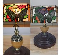 Lampada da Tavolo da banchiere da 10" a Farfalla Larga in Vetro colorato, Rosa, lampade da scrivania Vintage per luoghi di Lavoro, Camera da Letto, Studio, Alta 16 Pollici con Interruttore a