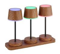 Lampada da tavolo da esterno a 3 LED RGBW con dimmer touch, memoria, batteria ricaricabile, effetto legno ed effetto fiamma, IP54