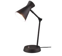 Lampada da Tavolo da Interno Attacco E27 in Metallo Nero Opaco