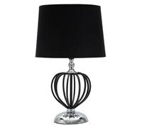 Lampada da Tavolo Darky Argento Ø28x44,5 cm in Ferro PVC e Tessuto Nero e Argento