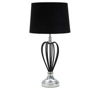 Lampada da Tavolo Darky Argento Ø28x56 cm in Ferro PVC e Tessuto Nero e Argento