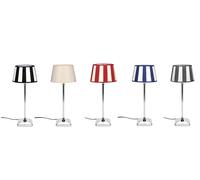 Lampada Da Tavolo Design Con Paralume A Strisce E Base In Alluminio Cromato