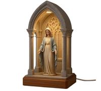 Lampada da tavolo devozionale a LED della Vergine Maria, cattolica Vergine Cattolica, morbida protezione per gli occhi, elegante statua della Vergine Sacra Maria, luce notturna (B)