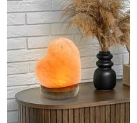 Lampada da Tavolo Luce di Sale Cristallo Cuore Cavo USB Legno Braun LED