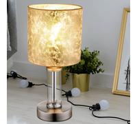 Lampada da Tavolo Dormire Ospiti Camera Lettura Tessuto Vetro Faretto Color Oro [EEK: Non valutato]