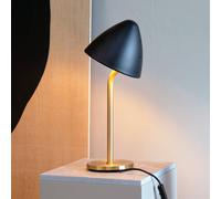 Lampada da tavolo Dyberg Larsen Oulu, nero/ottone, altezza 47 cm Dyberg Larsen