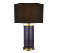 Lampada Da Tavolo E27 Blu Nero Oro 52,5 Cm Vetro Comodino Soggiorno